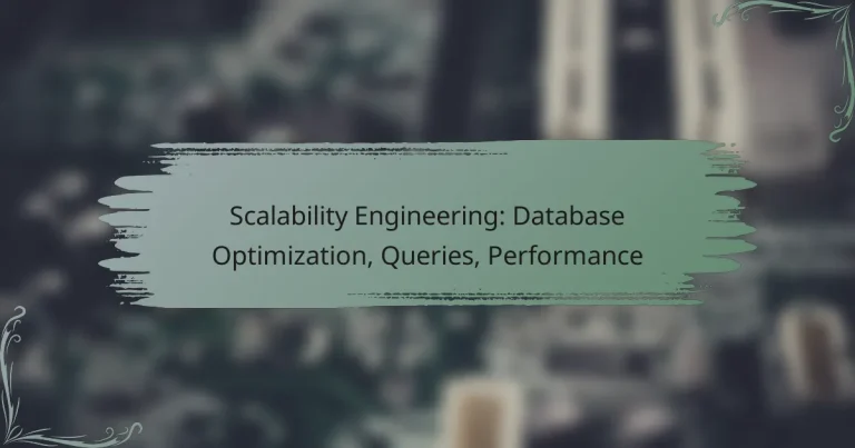 Scalability Engineering: Database Optimization, Queries, Performance