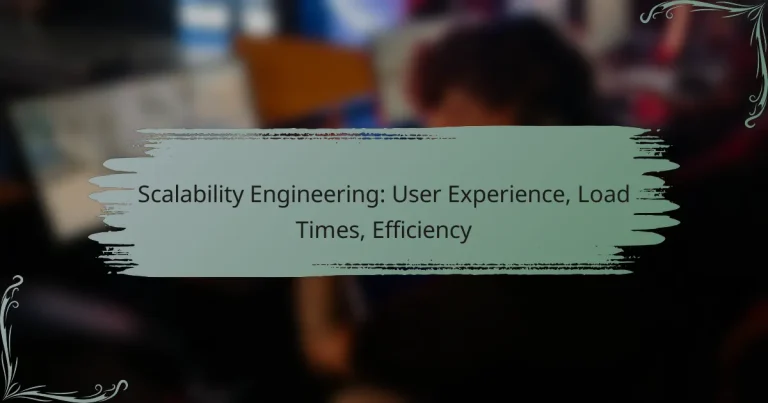 Scalability Engineering: User Experience, Load Times, Efficiency