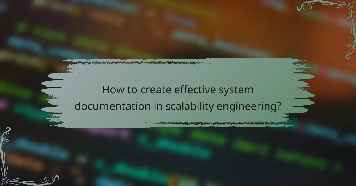 How to create effective system documentation in scalability engineering?