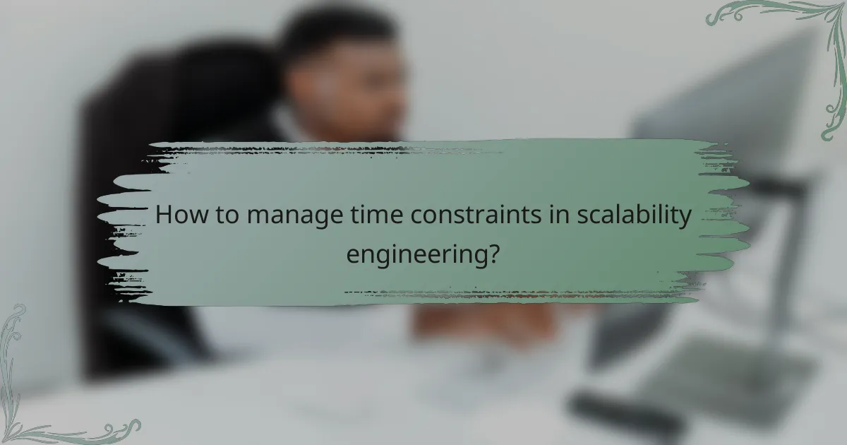 How to manage time constraints in scalability engineering?