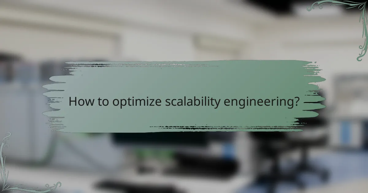 How to optimize scalability engineering?